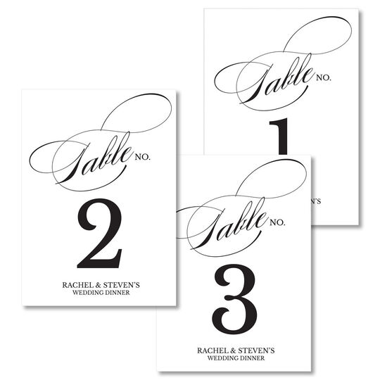 Romantic Script Table Number Cards